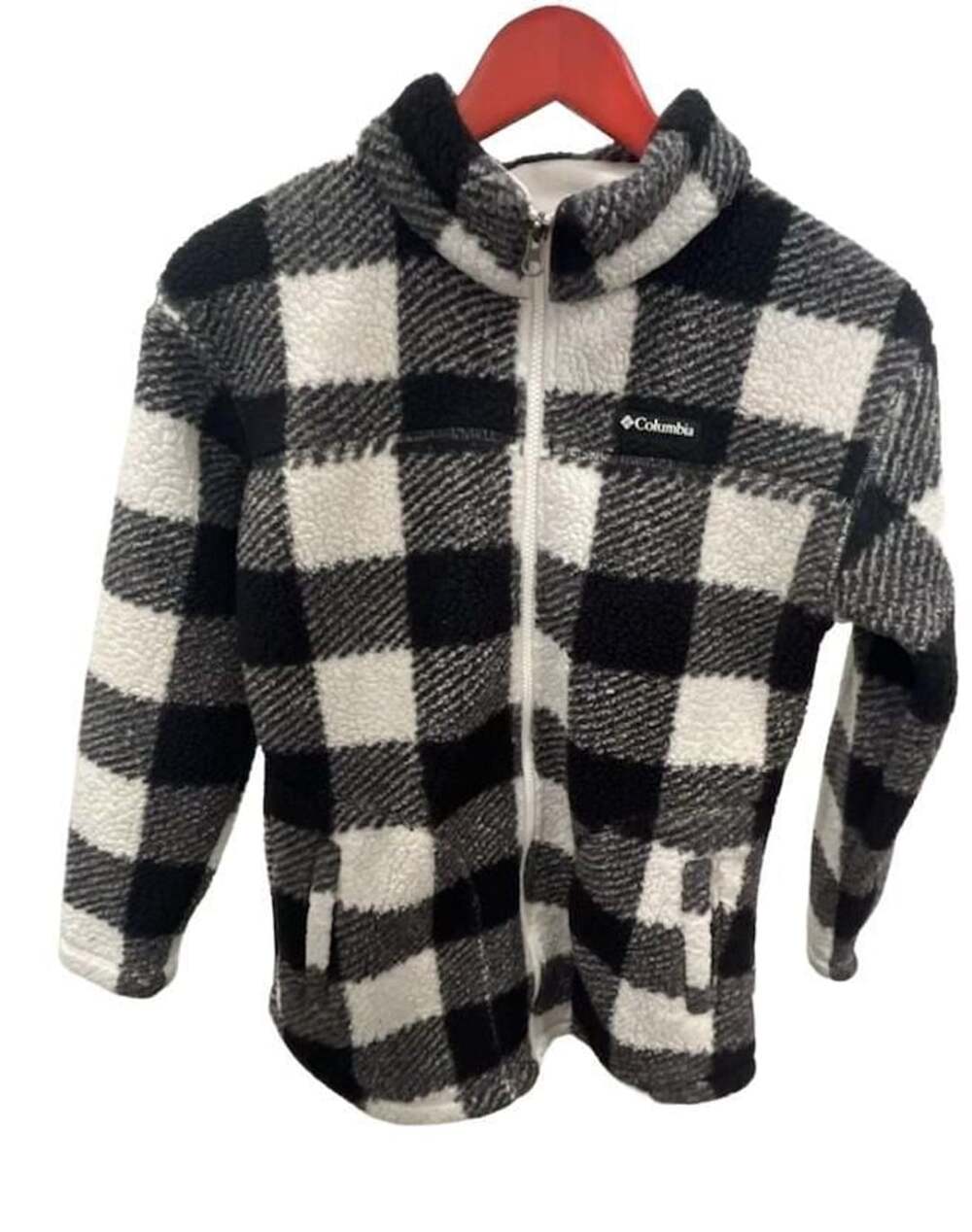 Columbia West Bend Full Zip Fleece Size L Black Plaid Jacket